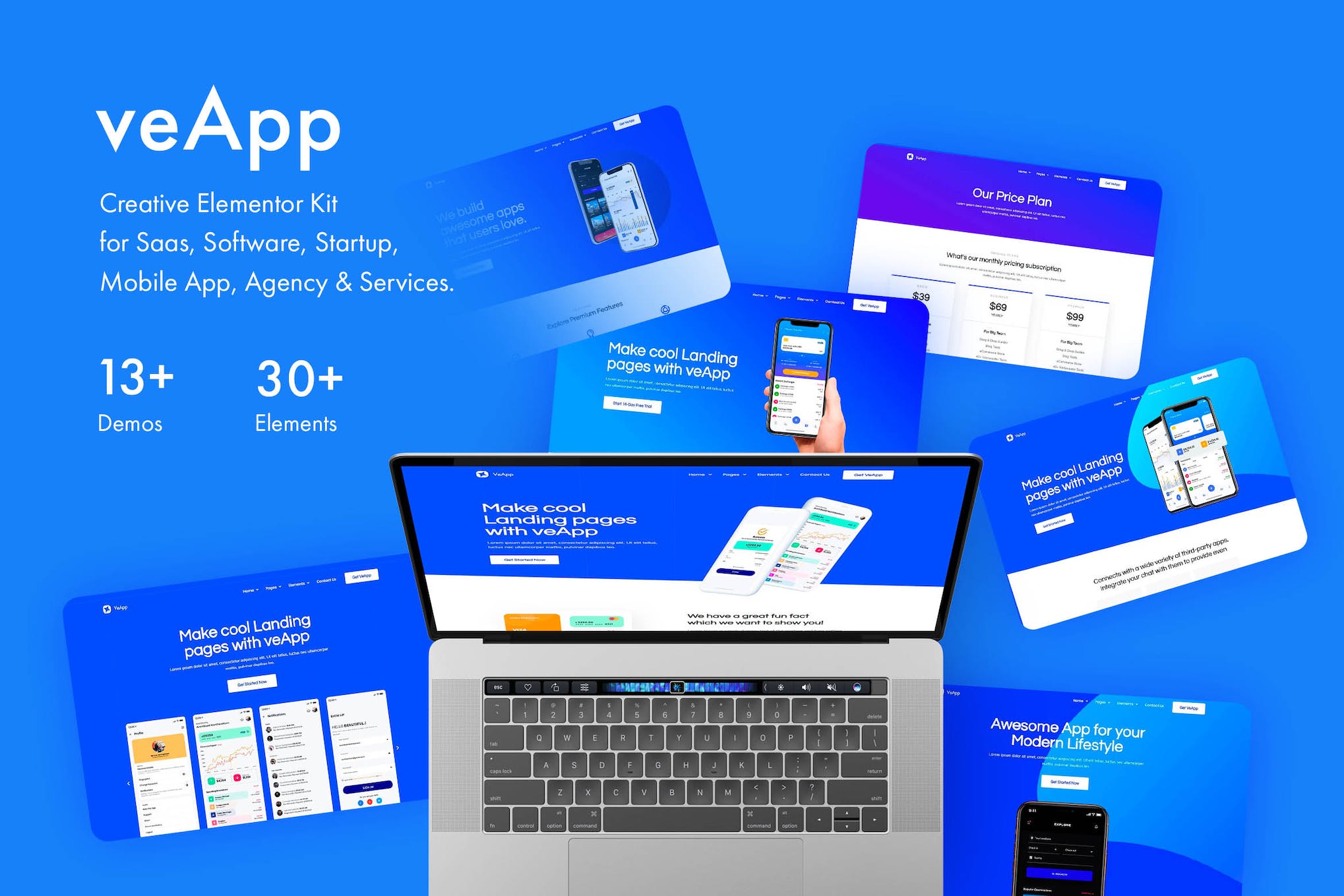 veApp – Mobile App & Startup Elementor Template Kit