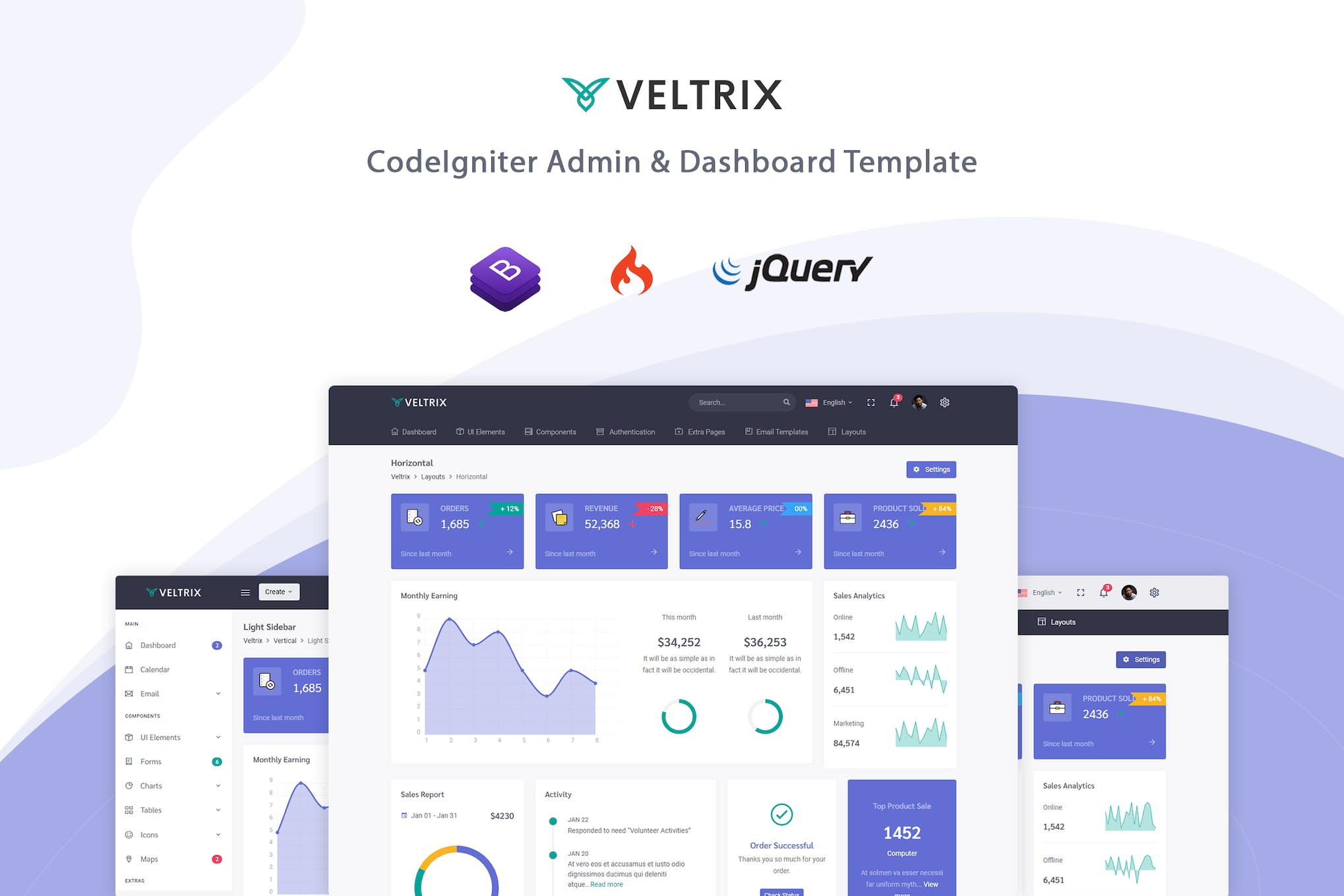 Veltrix – CodeIgniter Admin & Dashboard Template