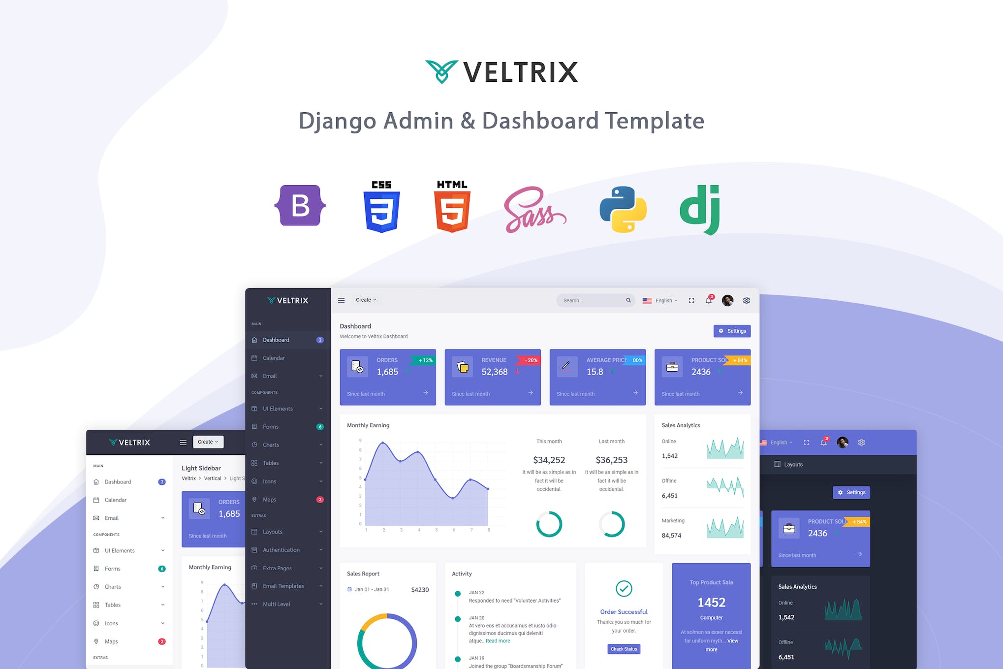 Veltrix – Django Admin & Dashboard Template