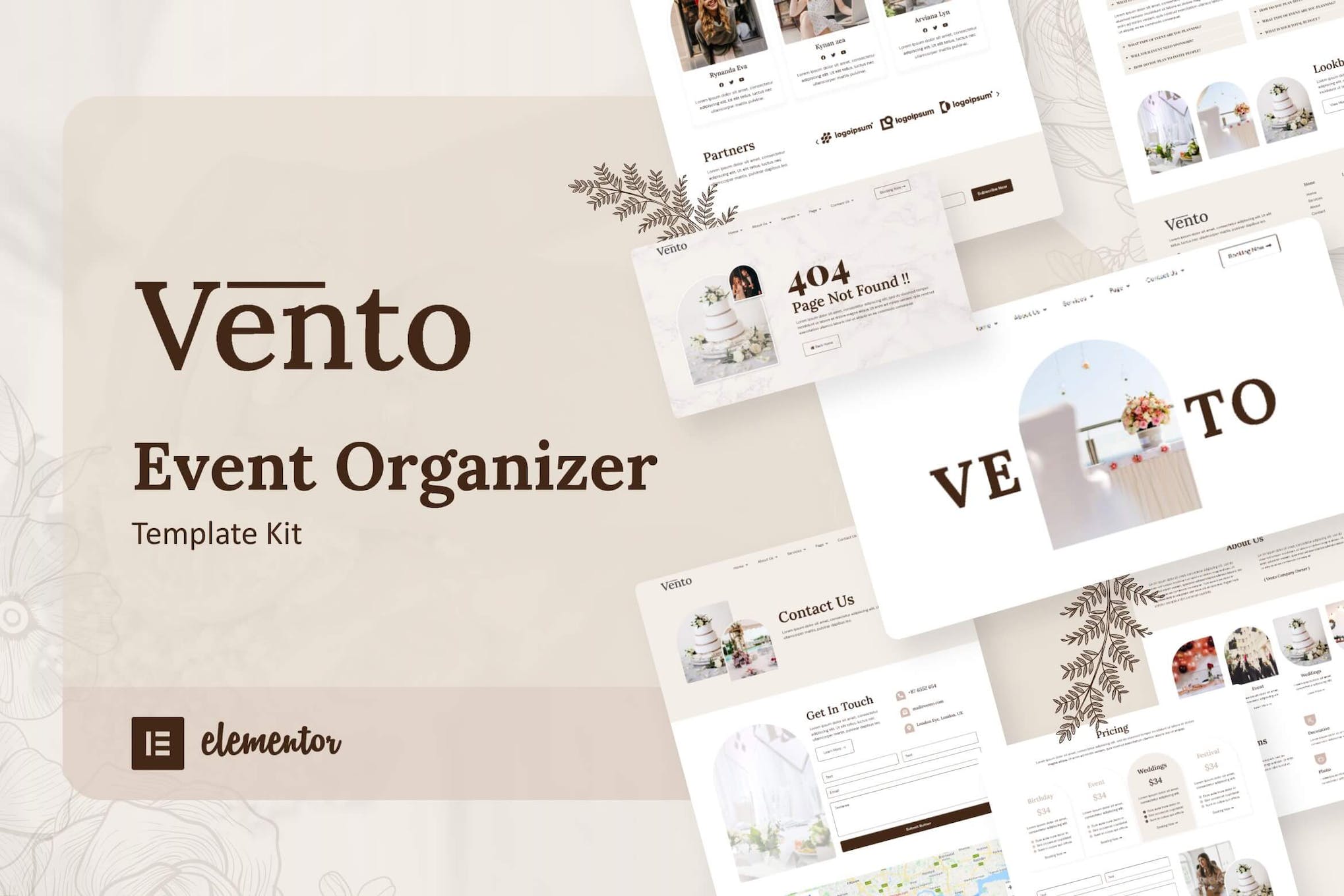 Vento – Event Organizer Elementor Template Kit