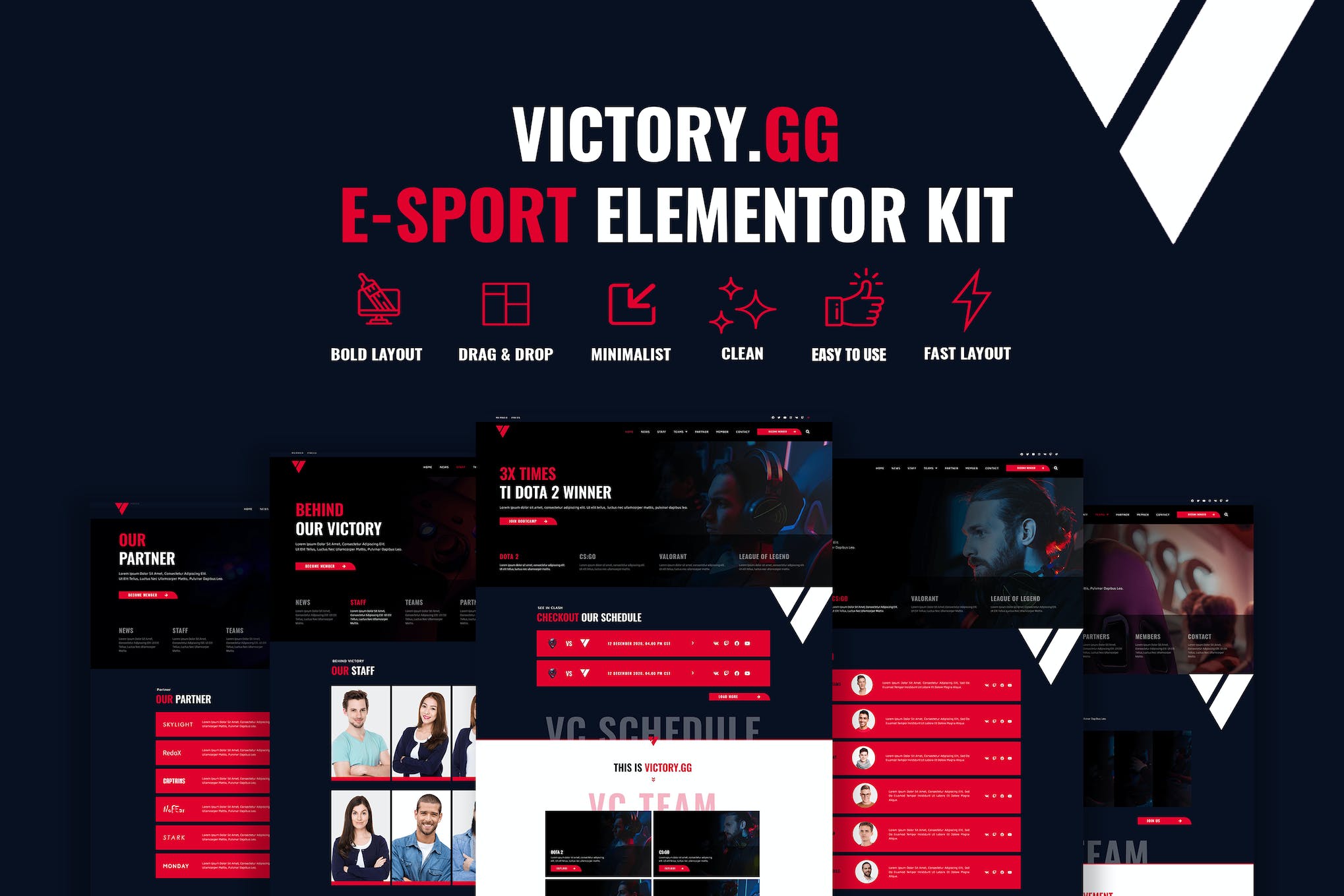 Victory – Esports & Gaming Elementor Template Kit