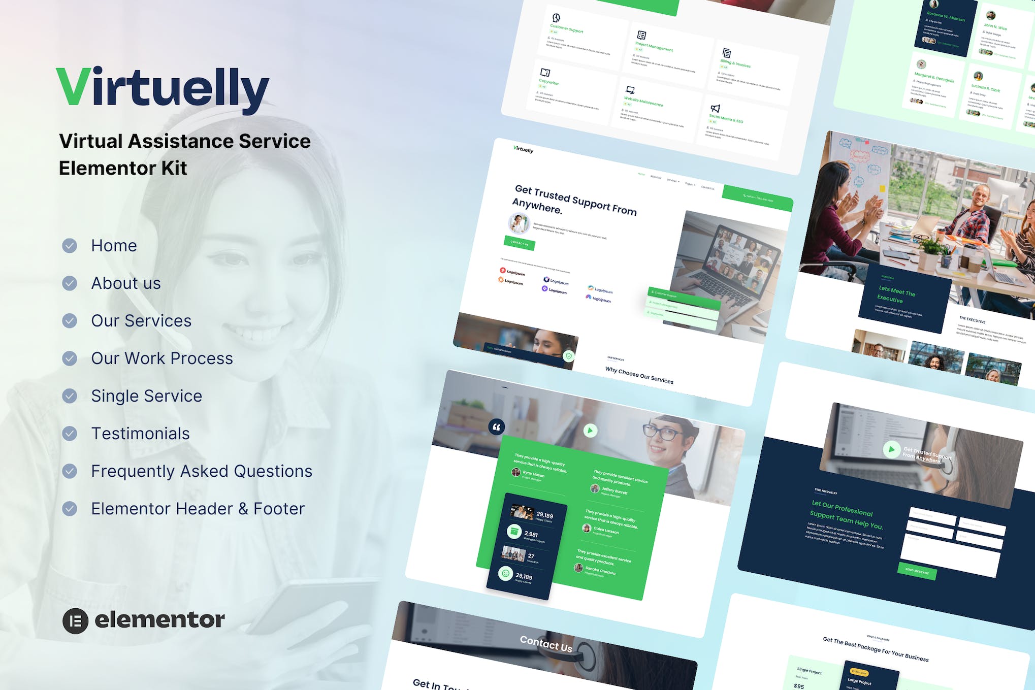 Virtuelly – Virtual Assistant Service Elementor Template Kit