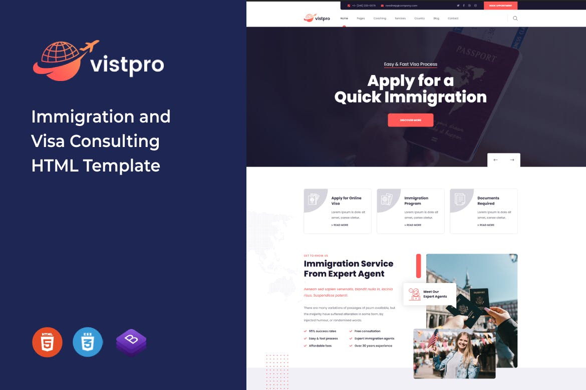 Vistpro – immigration and Visa Consulting Template