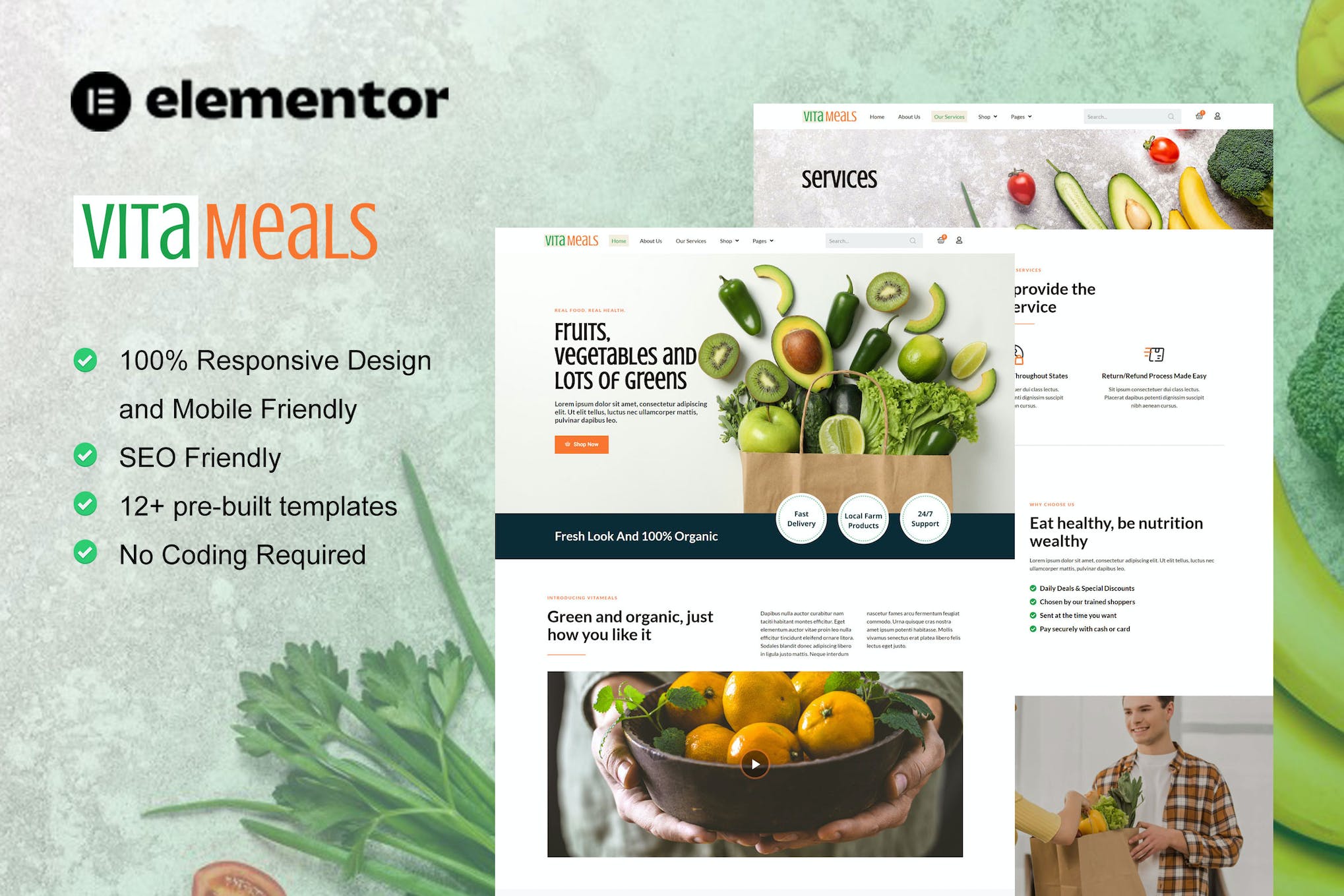 Vitameals – Fruits & Vegetables Store Elementor Template Kit