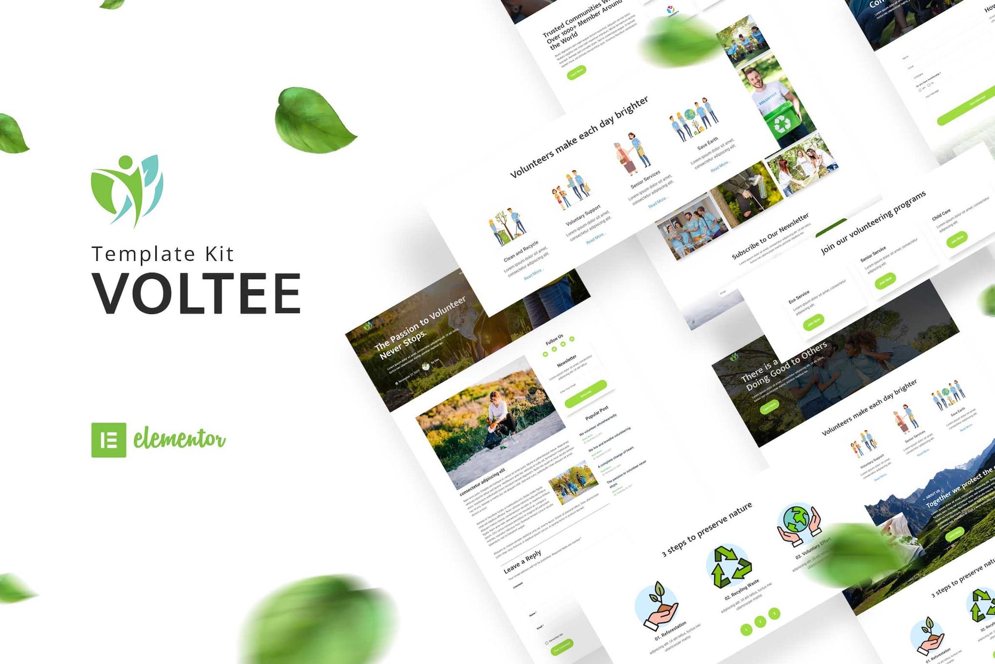 Voltee – Volunteering Service Elementor Template Kit