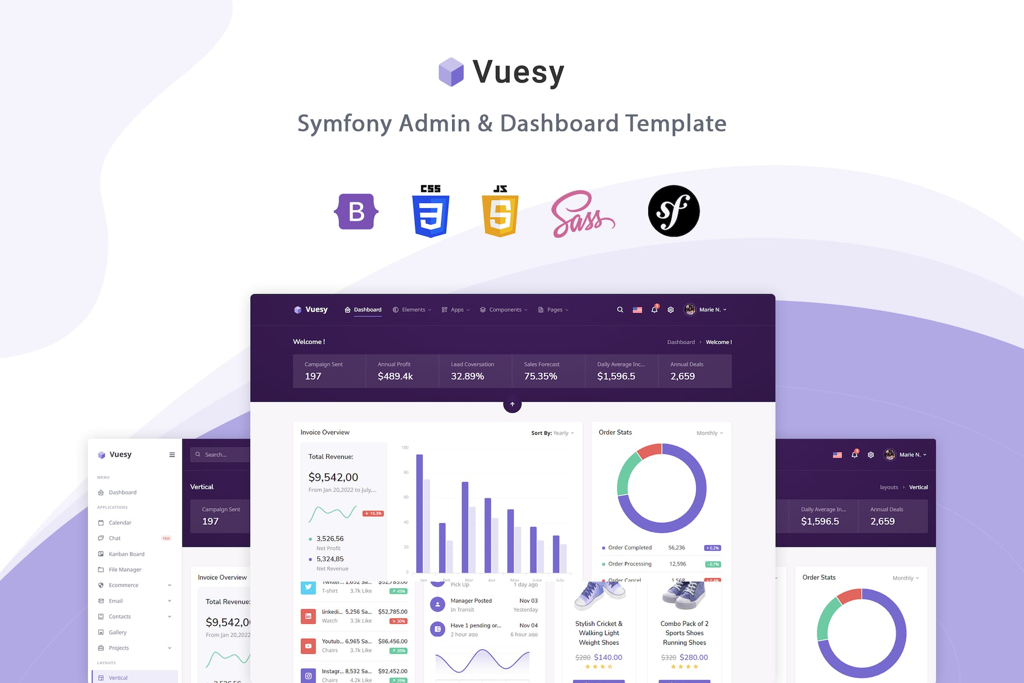 Vuesy – Symfony Admin & Dashboard Template