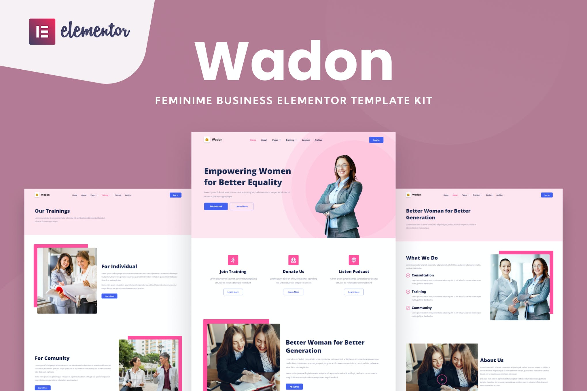 Wadon – Feminine Business Consultant Elementor Template Kit