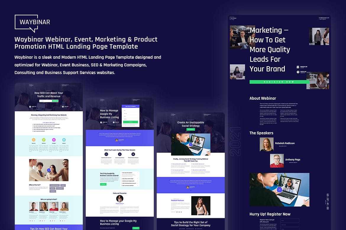 Waybinar – Webinar & Event HTML Landing Page