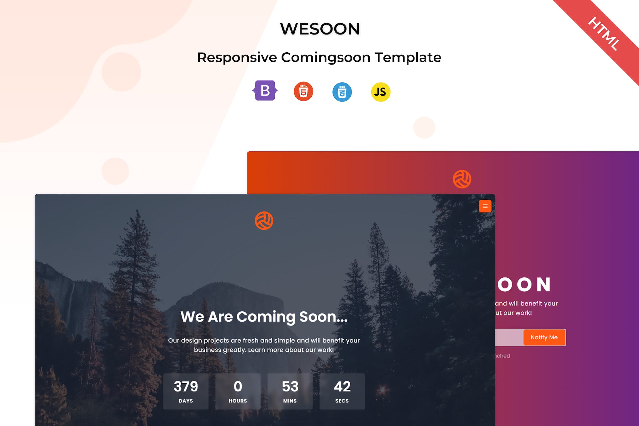 Wesoon – Responsive Bootstrap Comingsoon Template