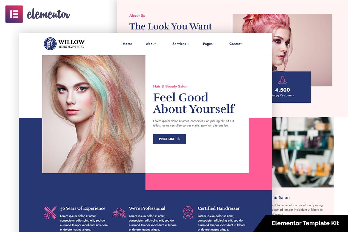 Willow – Hair & Beauty Salon Elementor Template Kit