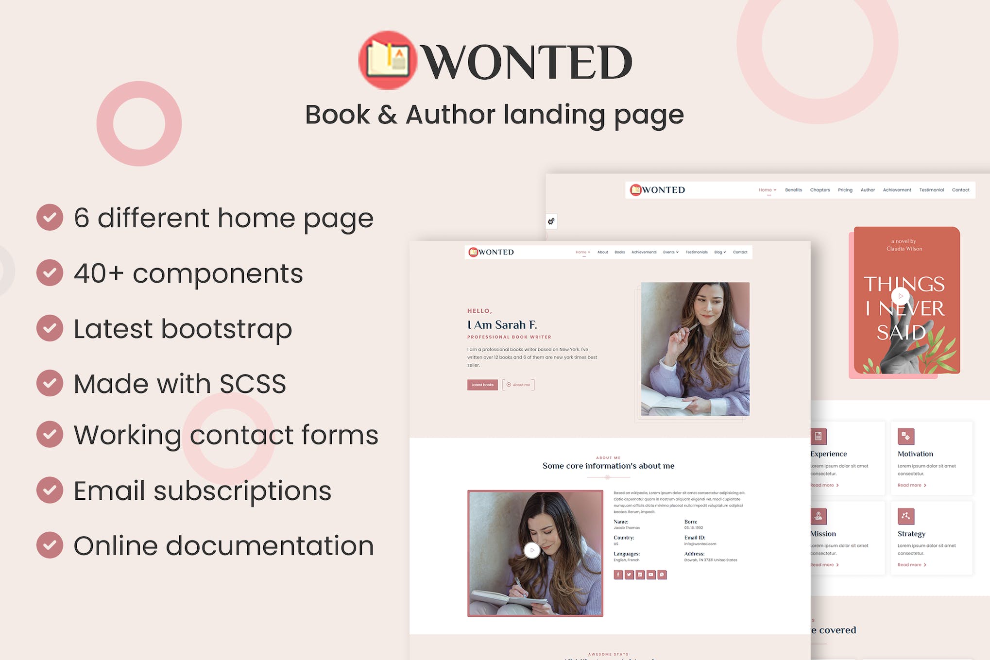 Wonted – Book & Author Landing page