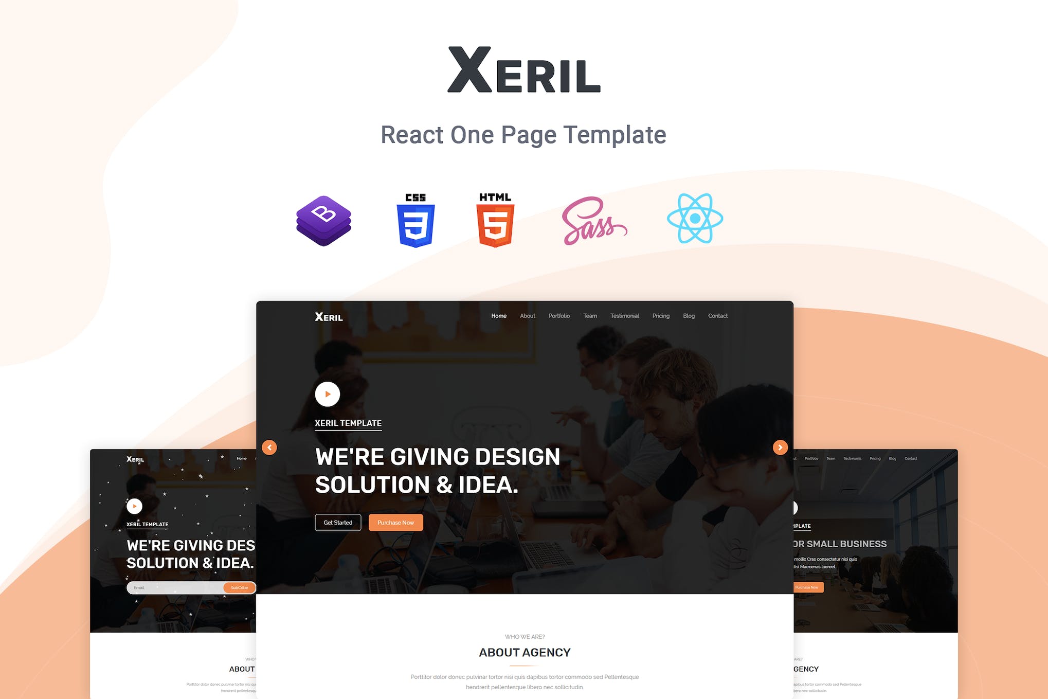 Xeril – React One Page Template