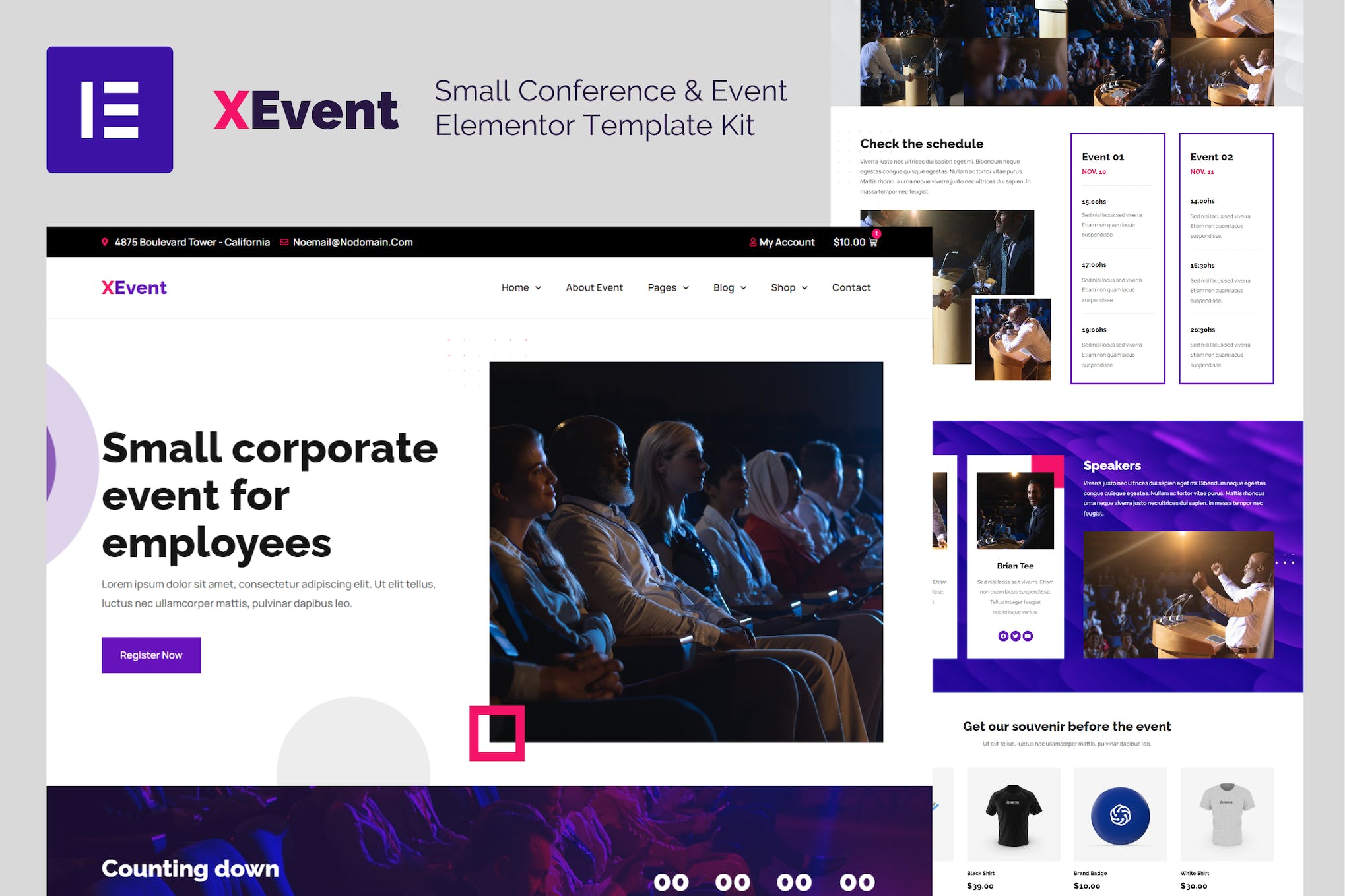 XEvent – Small Conference & Event Elementor Template Kit