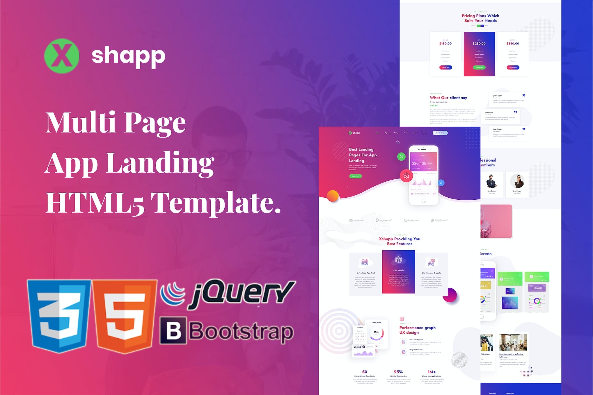 Xshapp – Multipage App Landing HTML5 Template