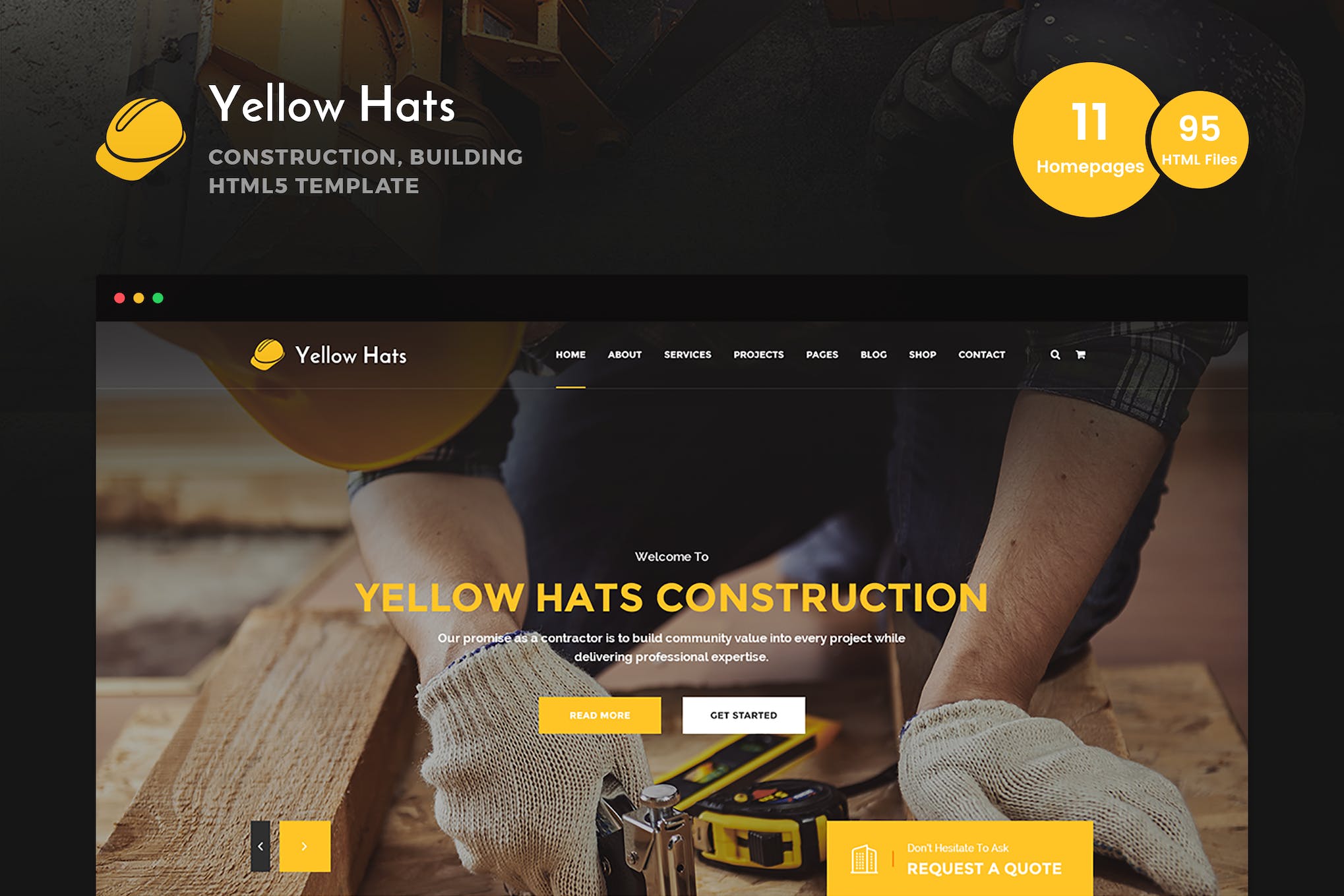 Yellow Hats – Construction HTML5 Template