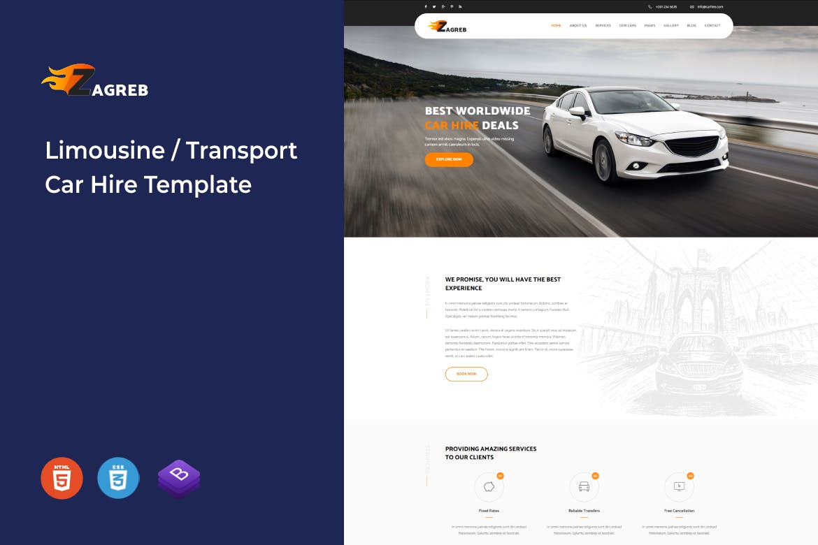 Zagreb – Limousine / Transport / Car Hire Template