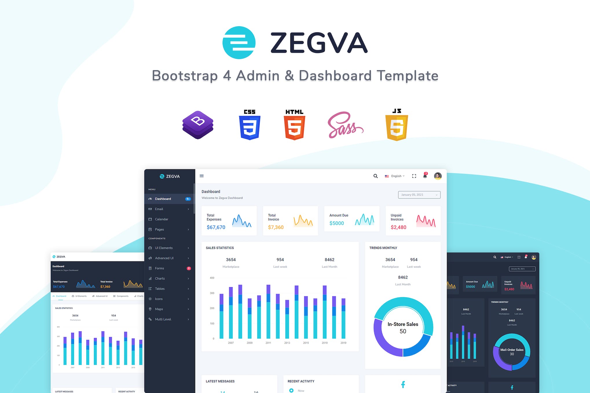 Zegva – Bootstrap 4 Admin & Dashboard Template