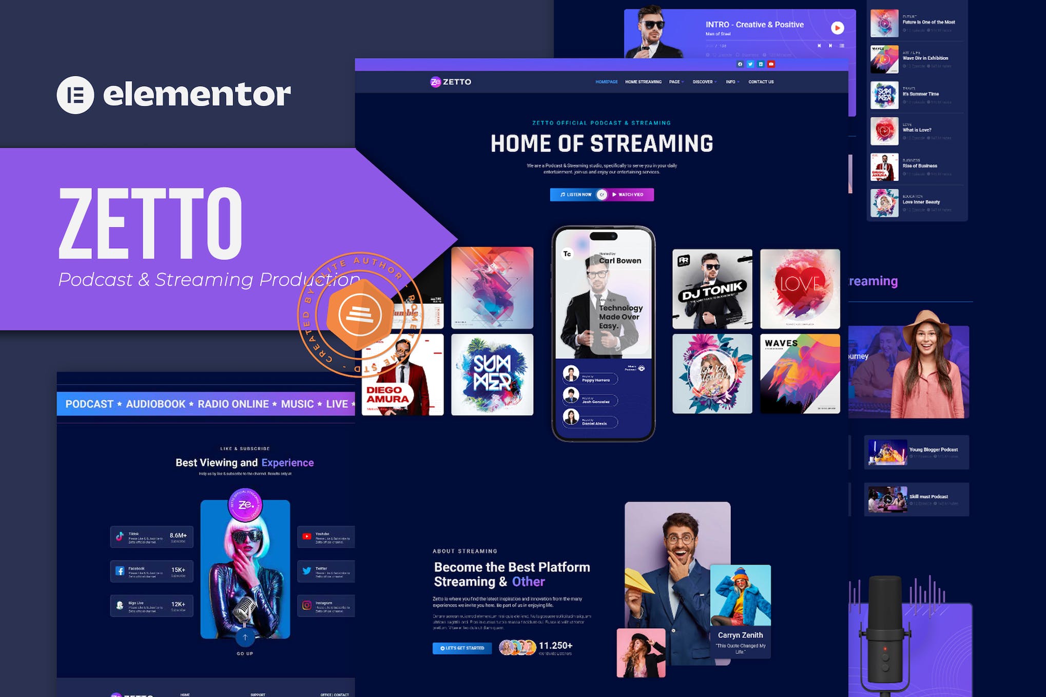 Zetto – Podcast & Streaming Production Elementor Template Kit