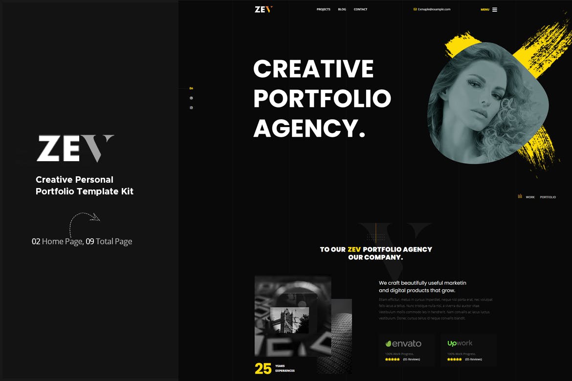 Zev – Creative Personal Portfolio Template Kit