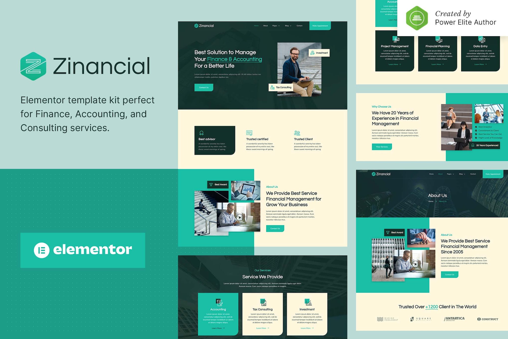 Zinancial – Finance & Accounting Services Elementor Template Kit