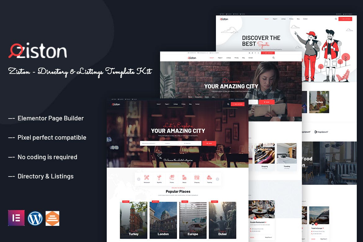 Ziston – Directory & Listings Elementor Template Kit