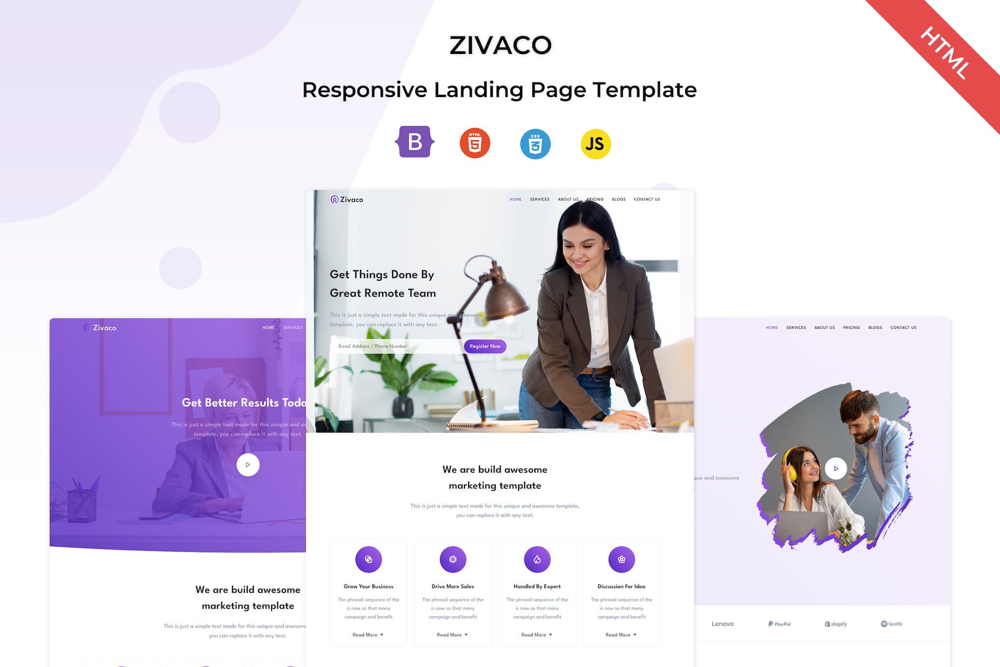 Zivaco – Responsive Bootstrap Landing Template