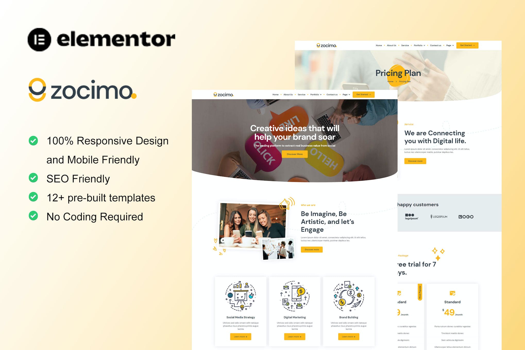 Zocimo – Social Media Marketing Agency Elementor Template Kit