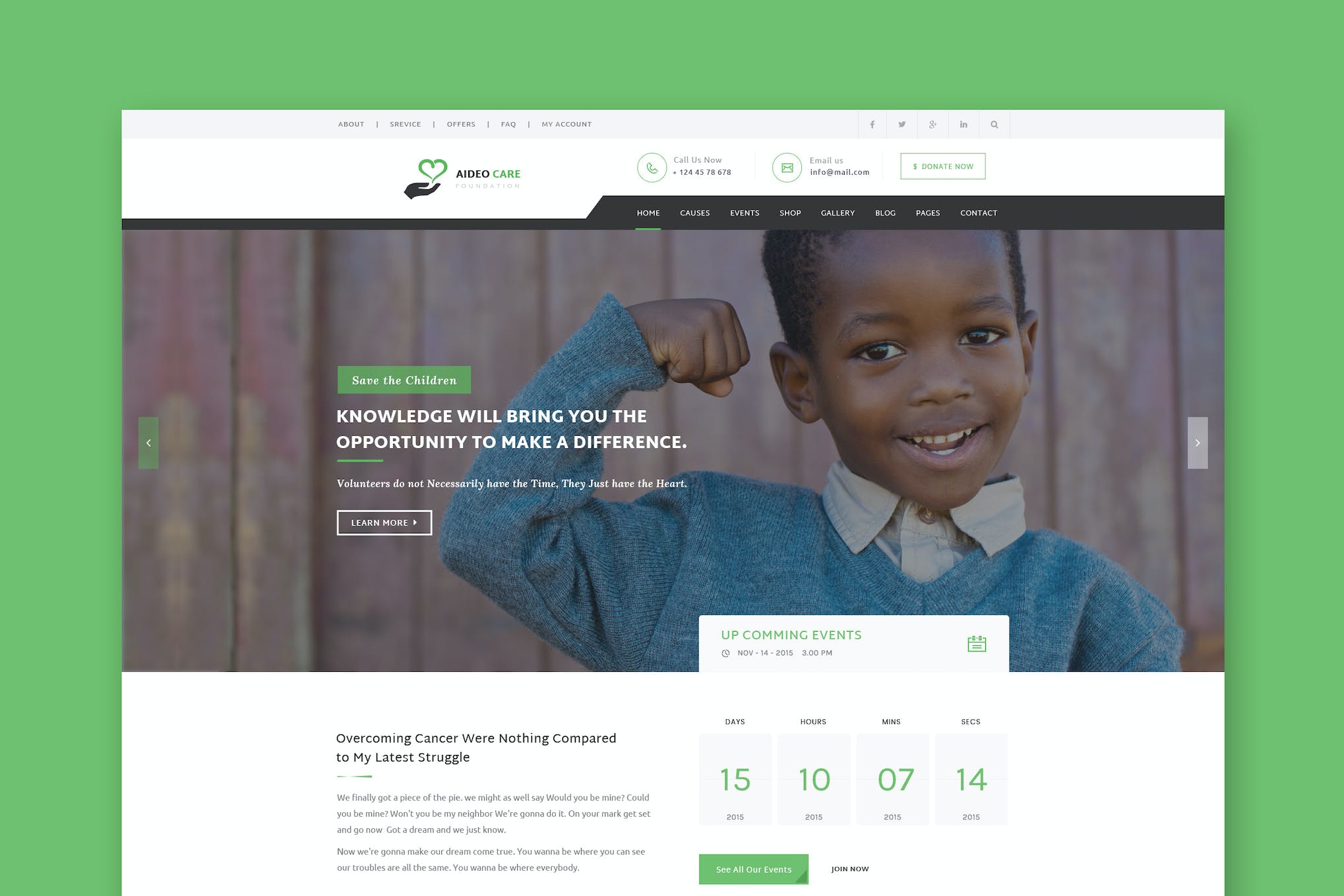 Aideo – Non-Profil Charity HTML Template