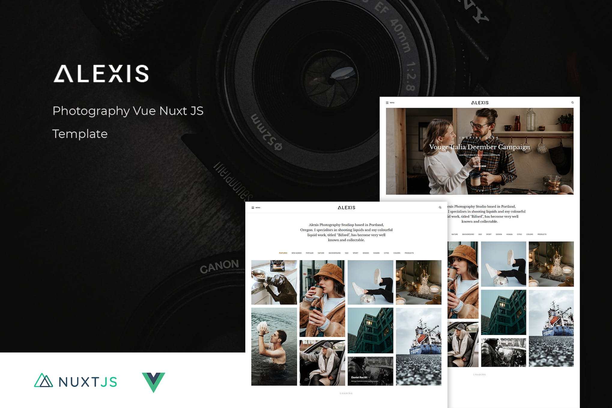 Alexis – Photography Vue Nuxt JS Template