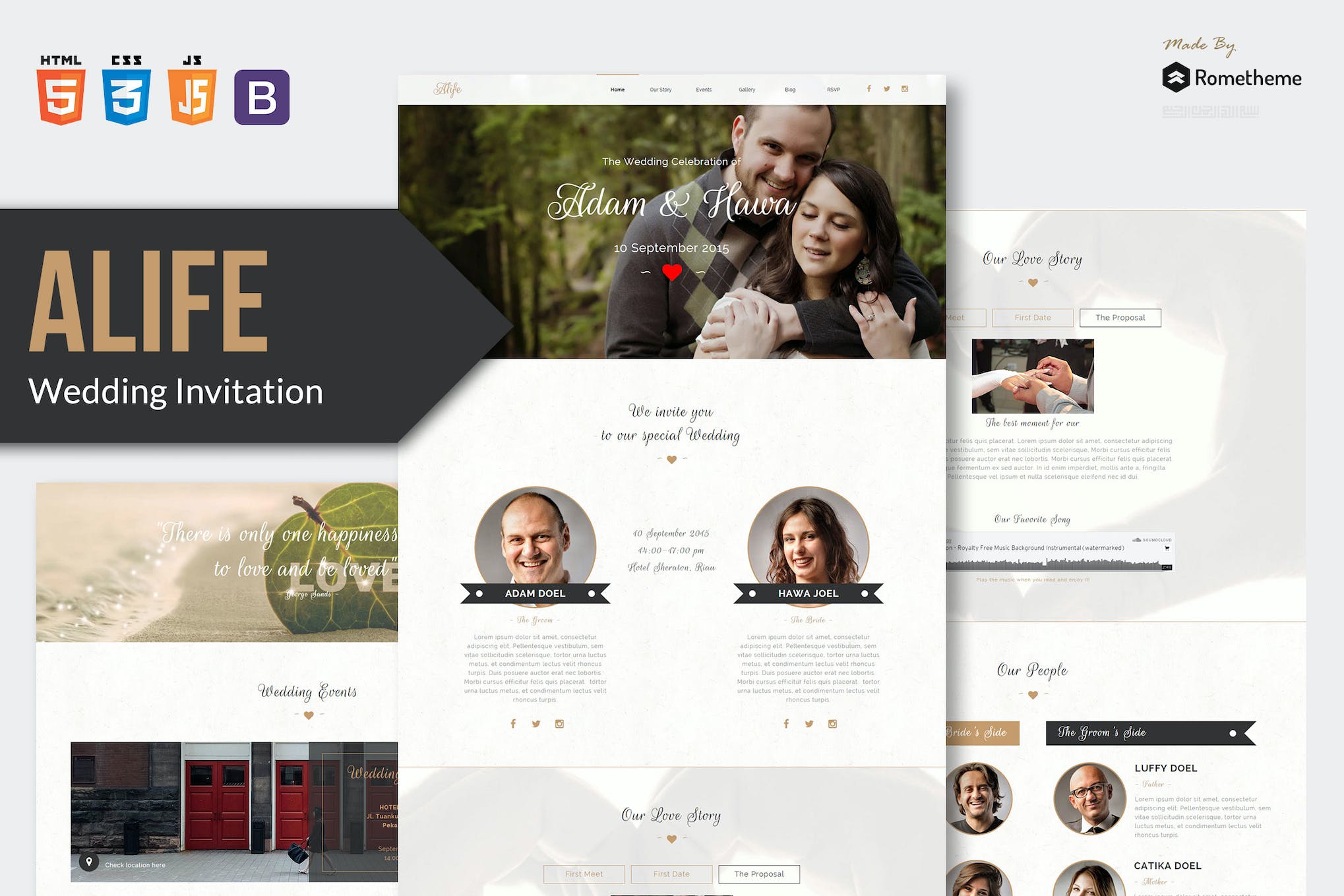 Alife – Wedding Invitation HTML Template RS