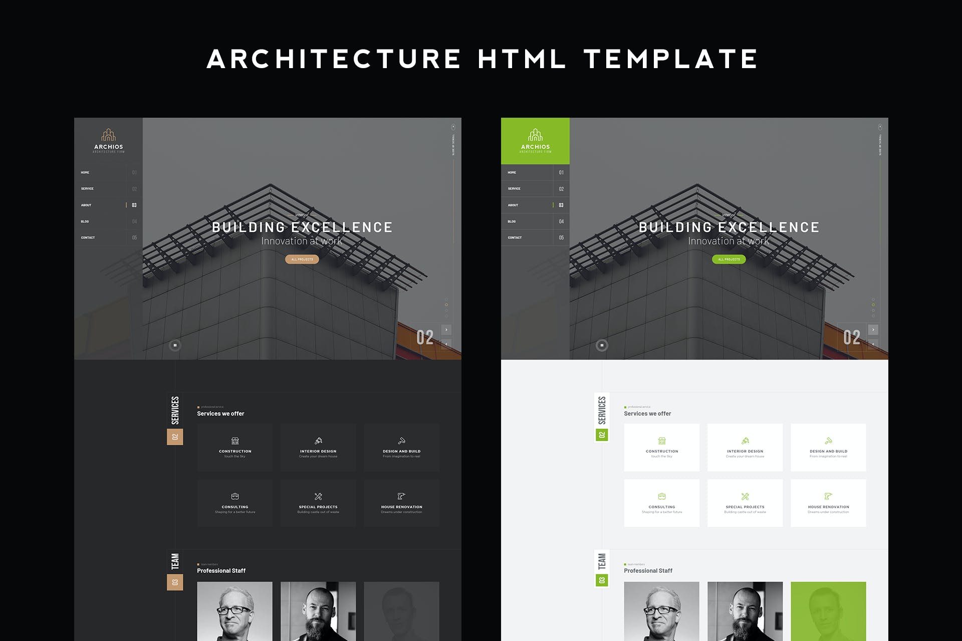 Archios – One Page Architecture HTML Template