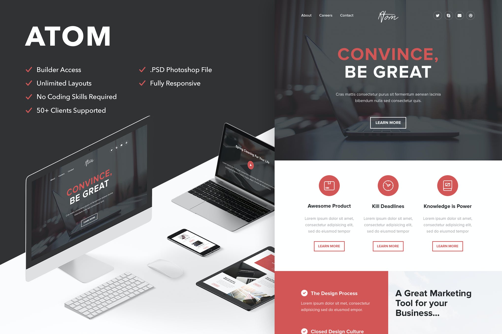 Atom – Responsive Email + Themebuilder Access