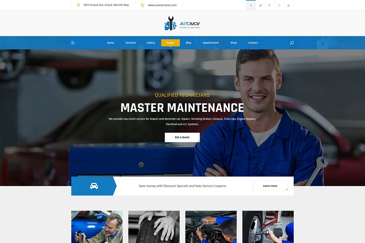 Automov – Car Repair, Auto Car Services HTML Templ