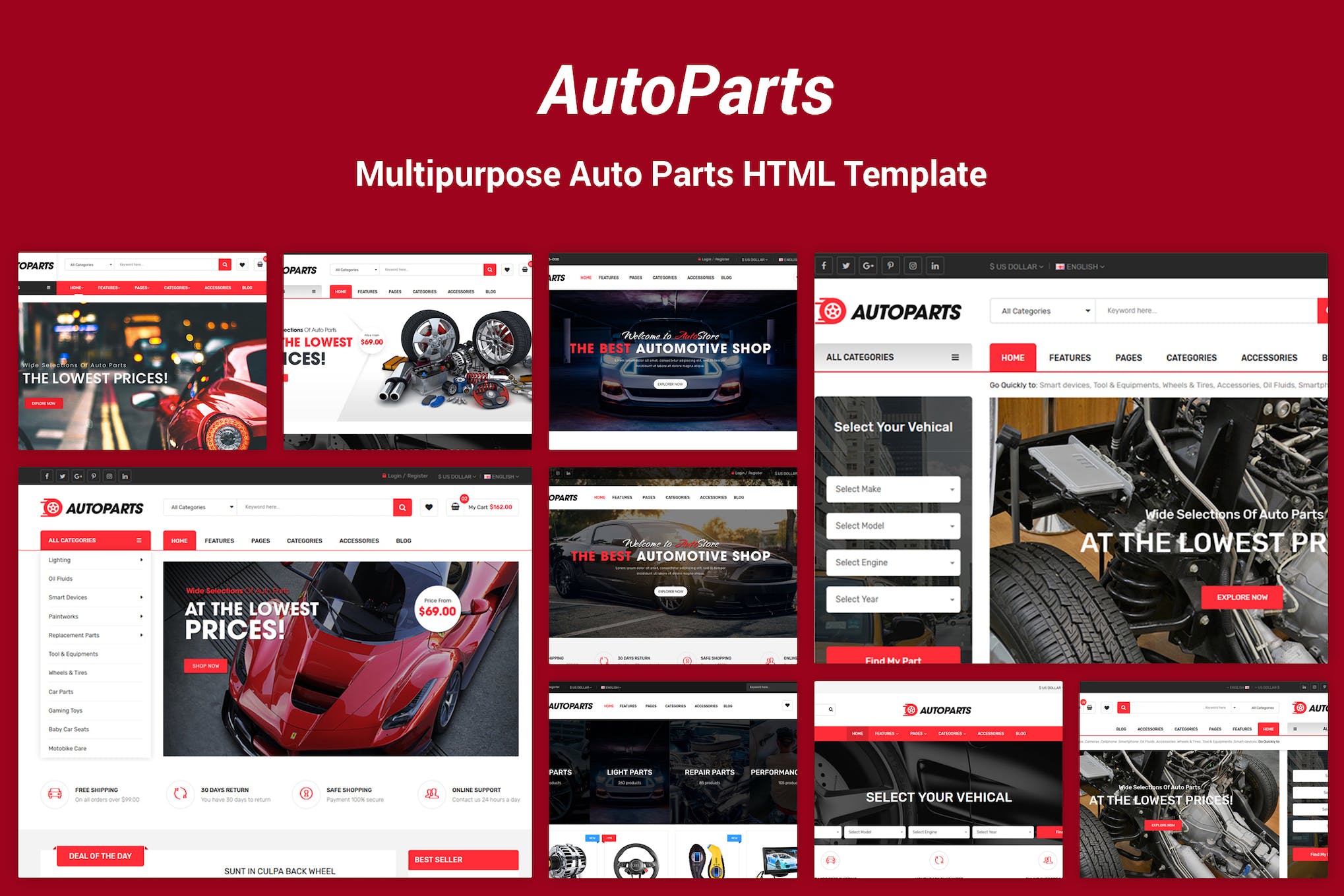 AutoParts – Equipments, Accessories HTML Template