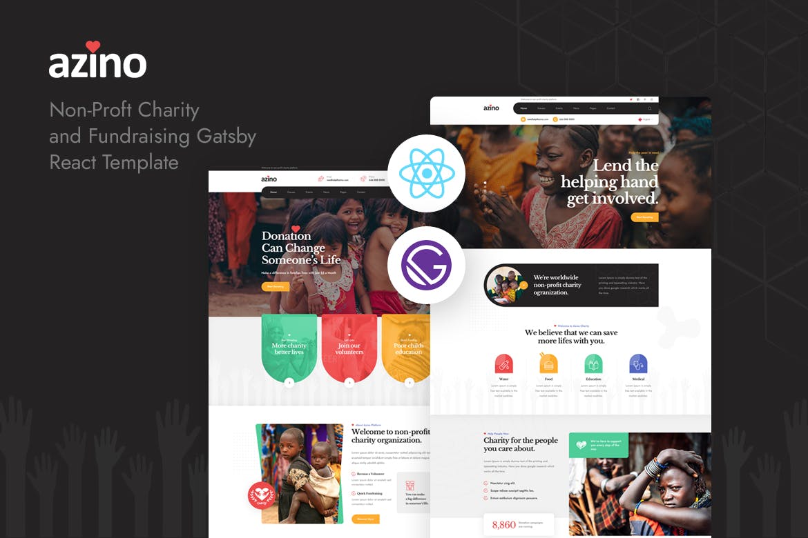 Azino – Gatsby React Nonprofit Charity Template