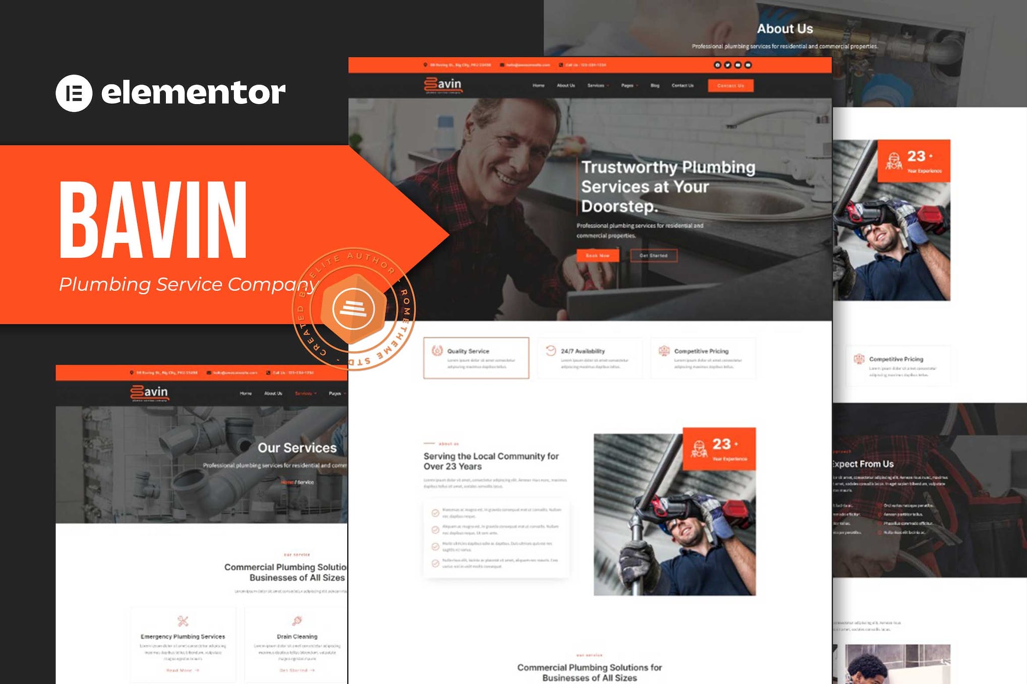 Bavin – Plumbing Service Company Elementor Template Kit