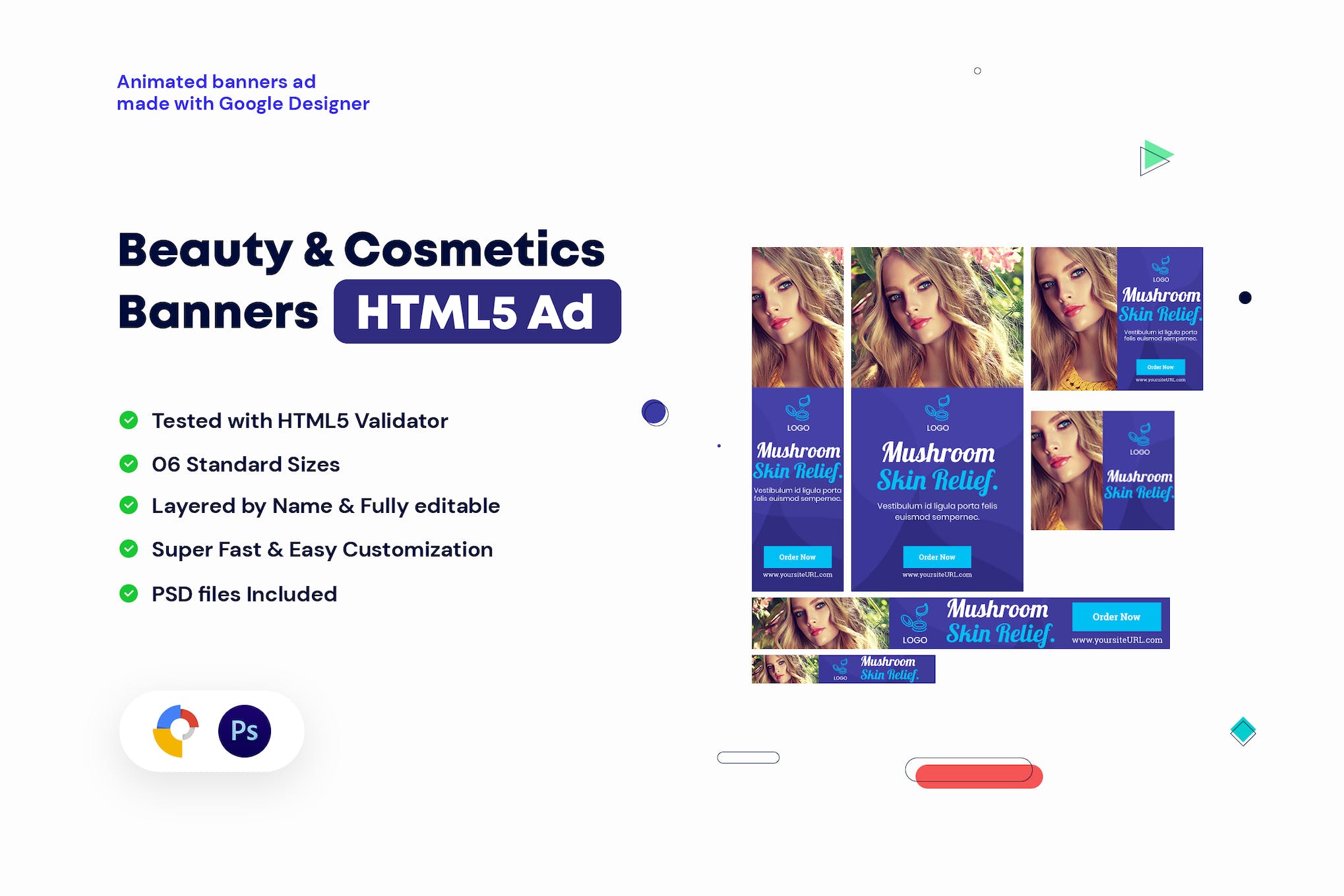 Beauty and Cosmetics Banners HTML5 – GWD & PSD