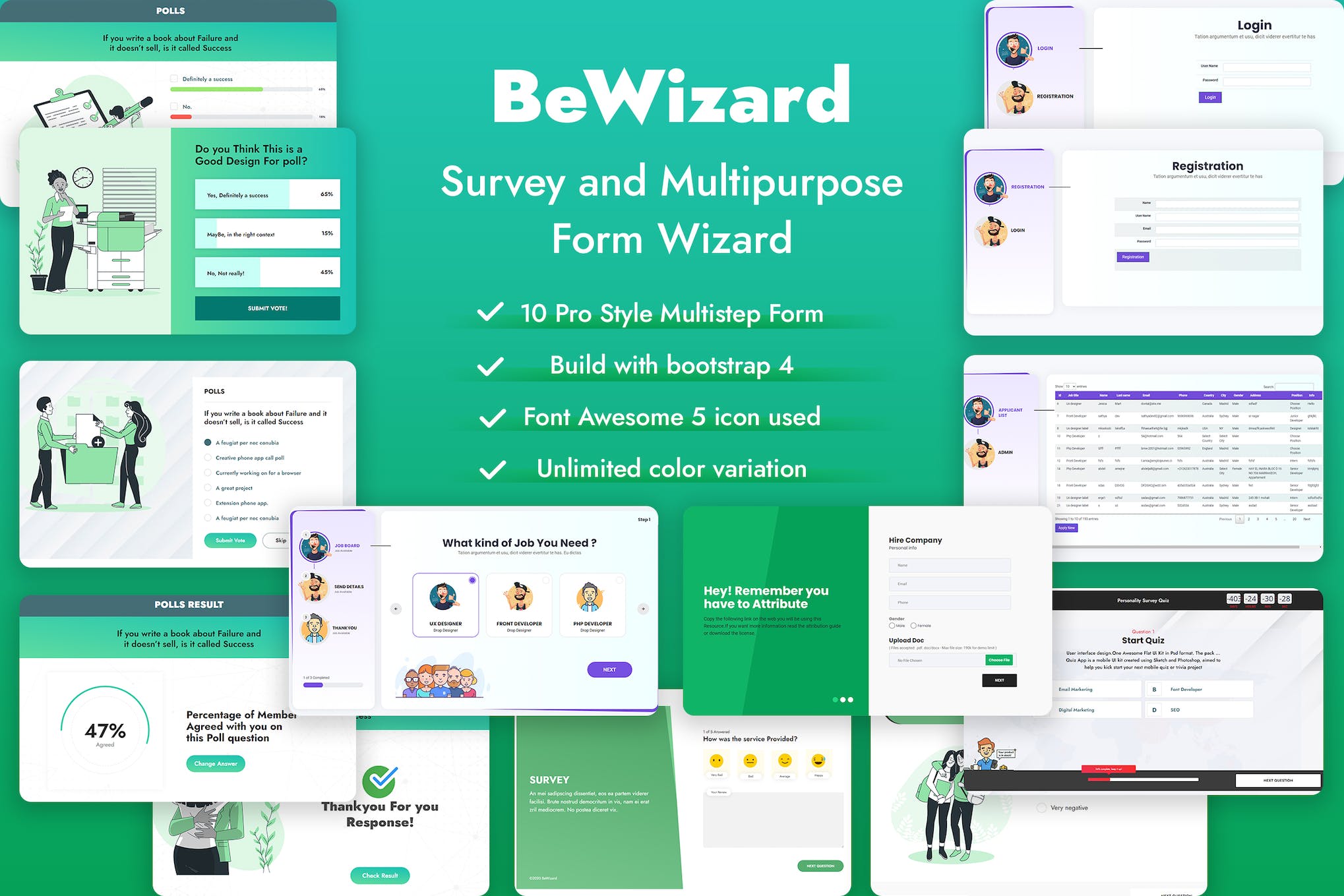 BeWizard – Survey Poll Quiz Multistep Form Templat