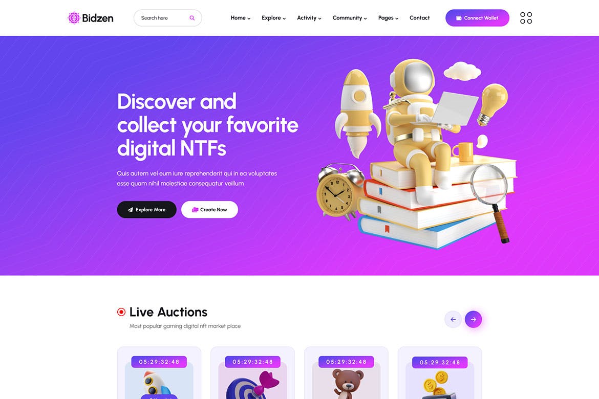Bidzen – NFT Marketplace HTML Template