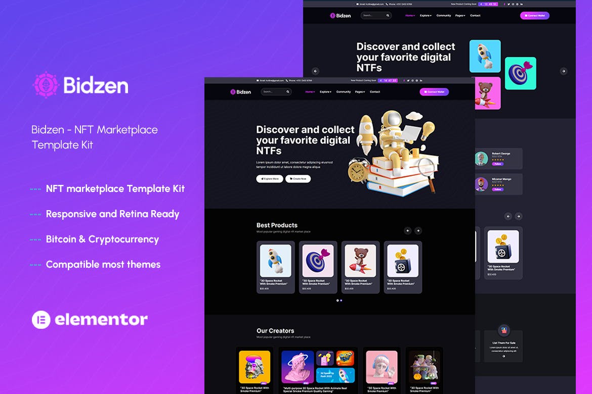 Bidzen – NFT Marketplace React Template