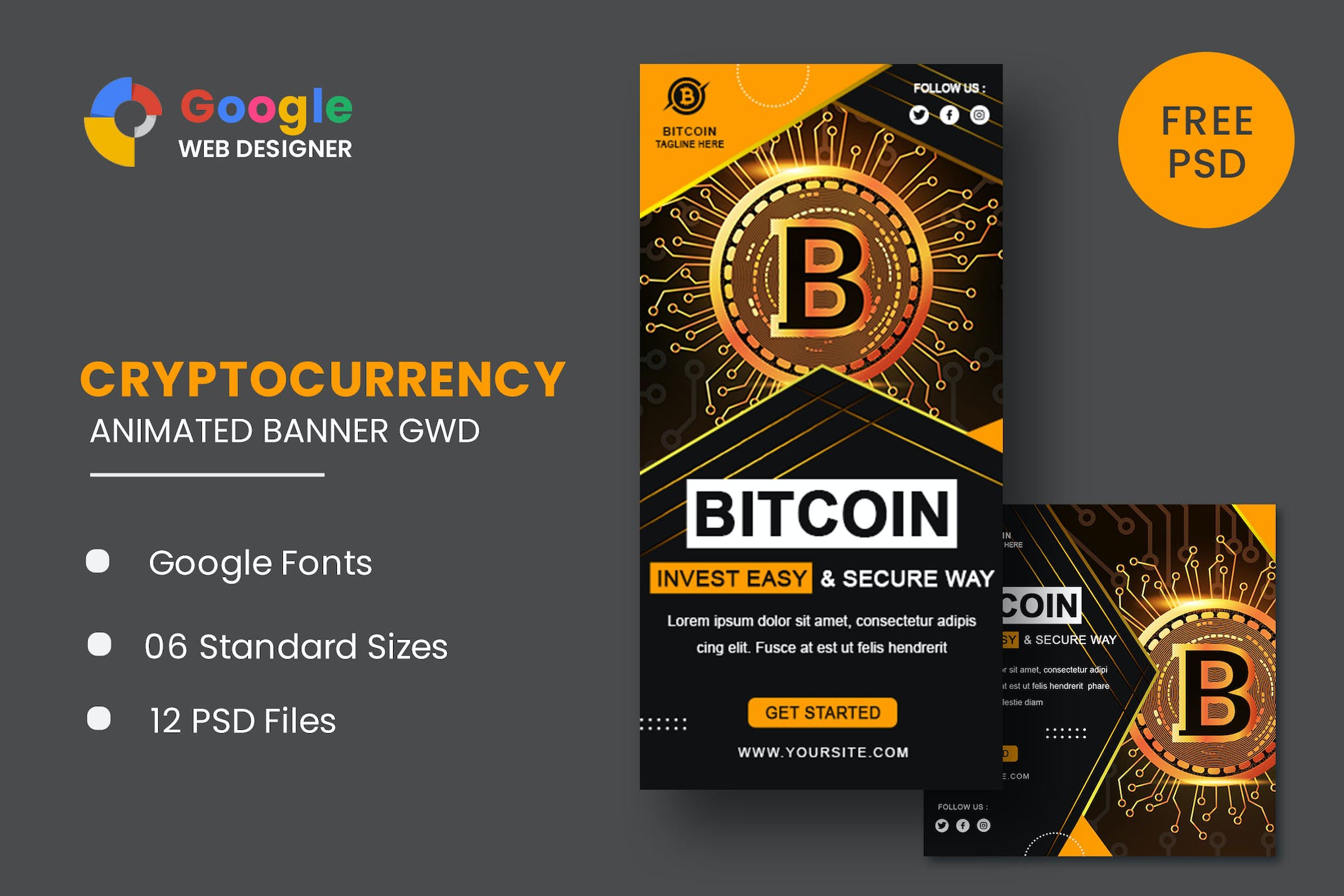 Bitcoin Set Animated Banner GWD