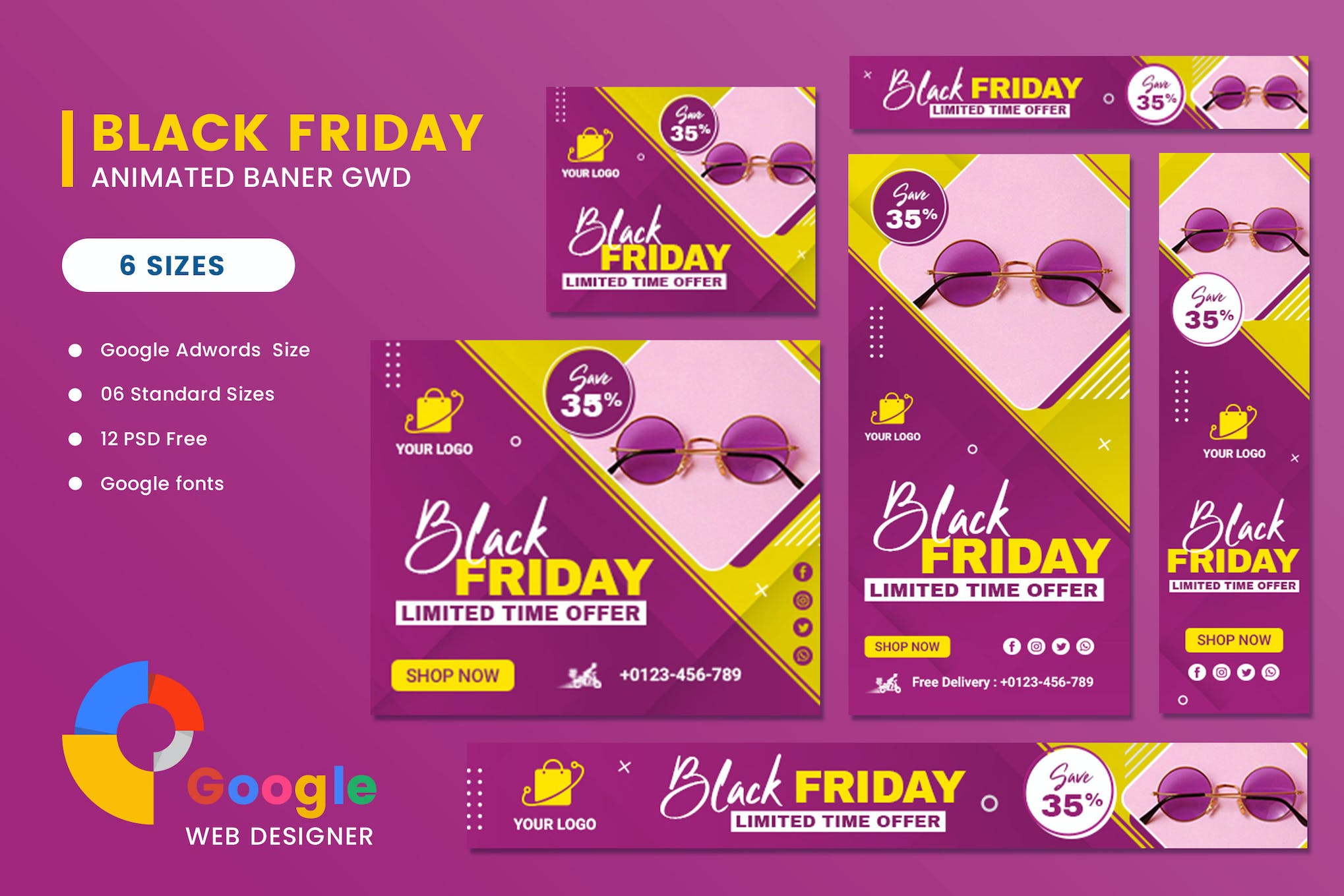 Black Friday Sale Fashion Eyewear HTML5 Banner Ads