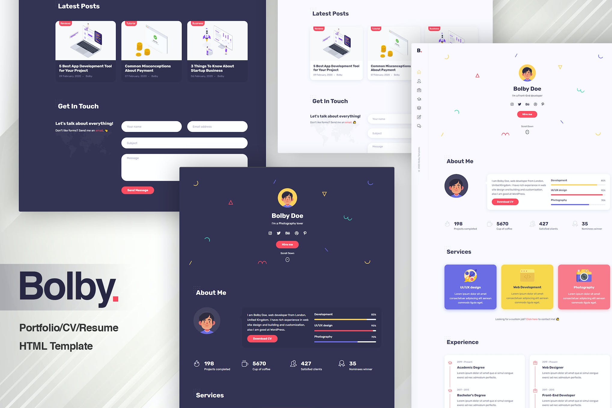 Bolby – Portfolio/CV/Resume HTMLTemplate