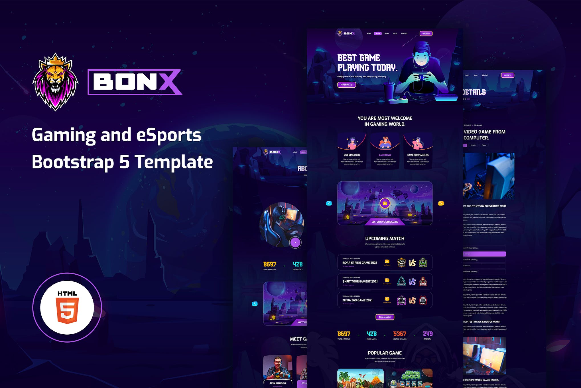 Bonx – Gaming Website Template HTML Version