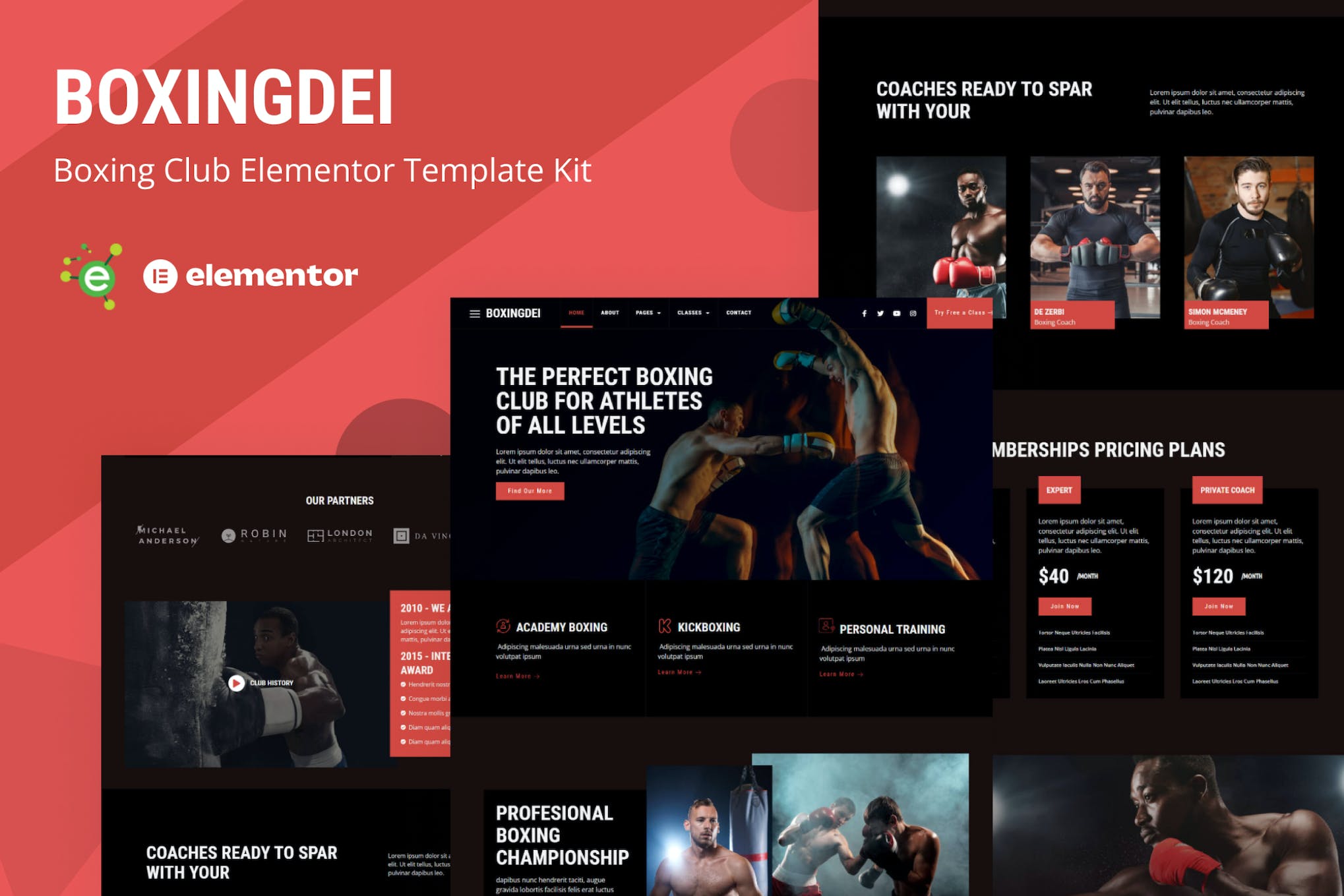 Boxingdei – Boxing Club Elementor Pro Template Kit