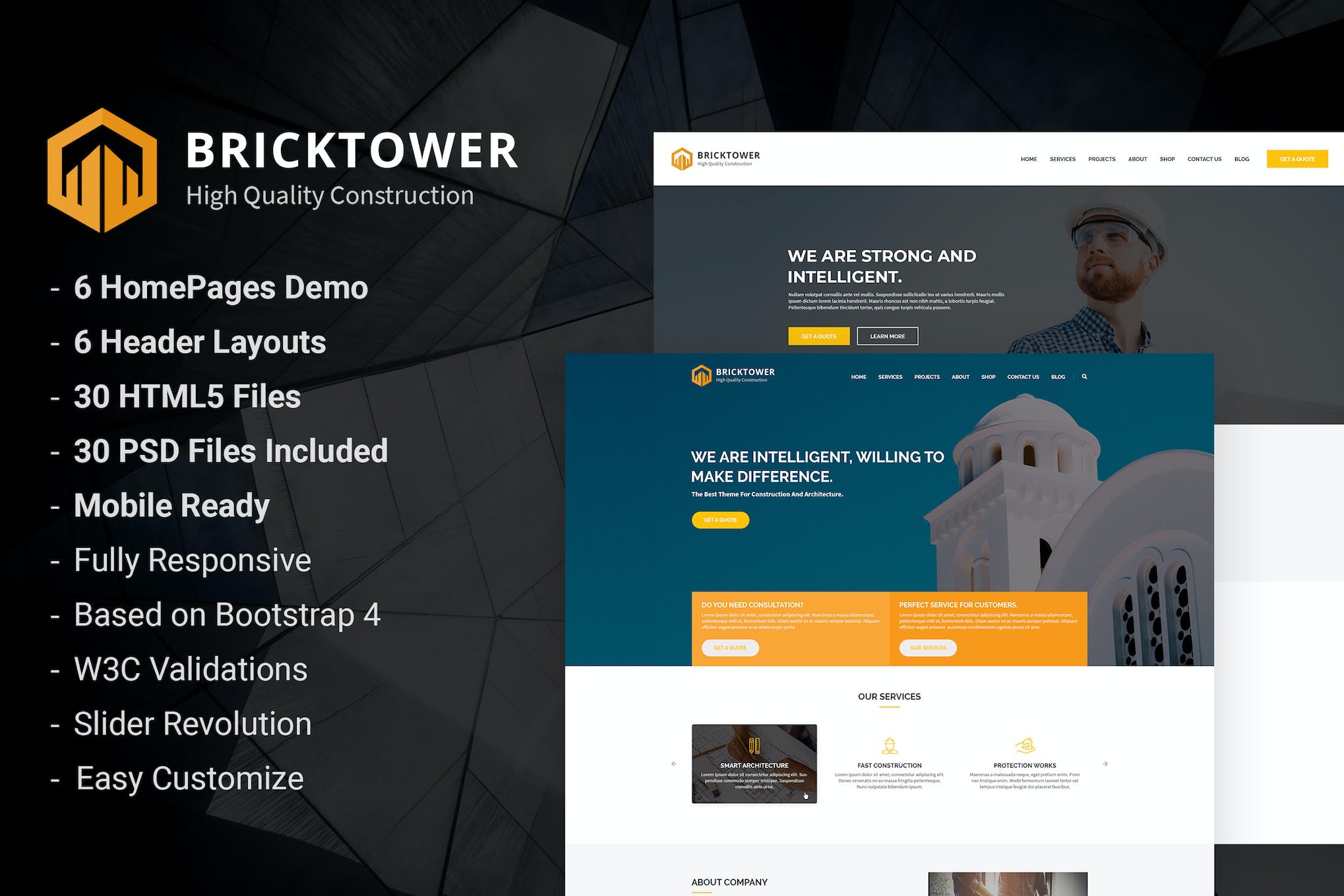 Bricktower – Construction Company HTML5 Template