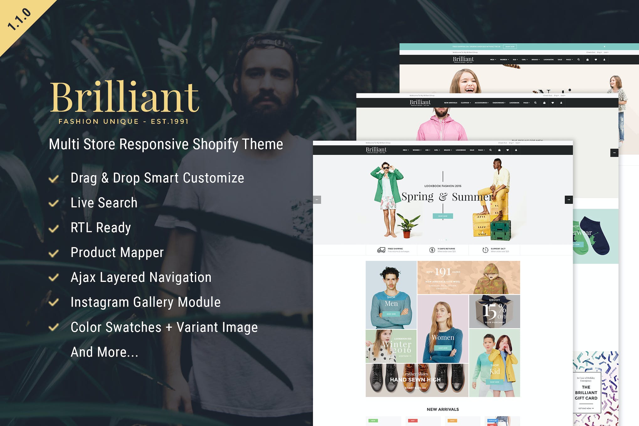 Brilliant – Multi Store Responsive Shopify Theme