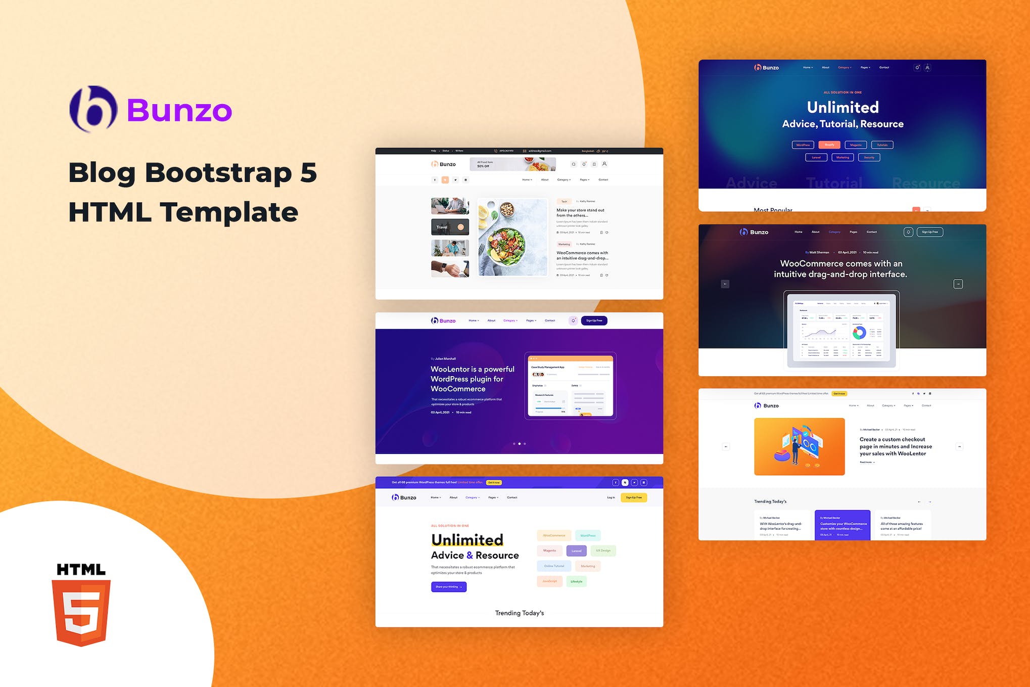 Bunzo – Blog Bootstrap 5 HTML Template