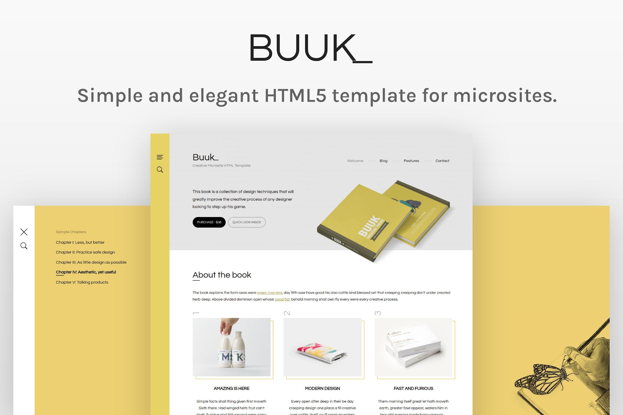 Buuk – A Unique Microsite & Landing HTML5 Template