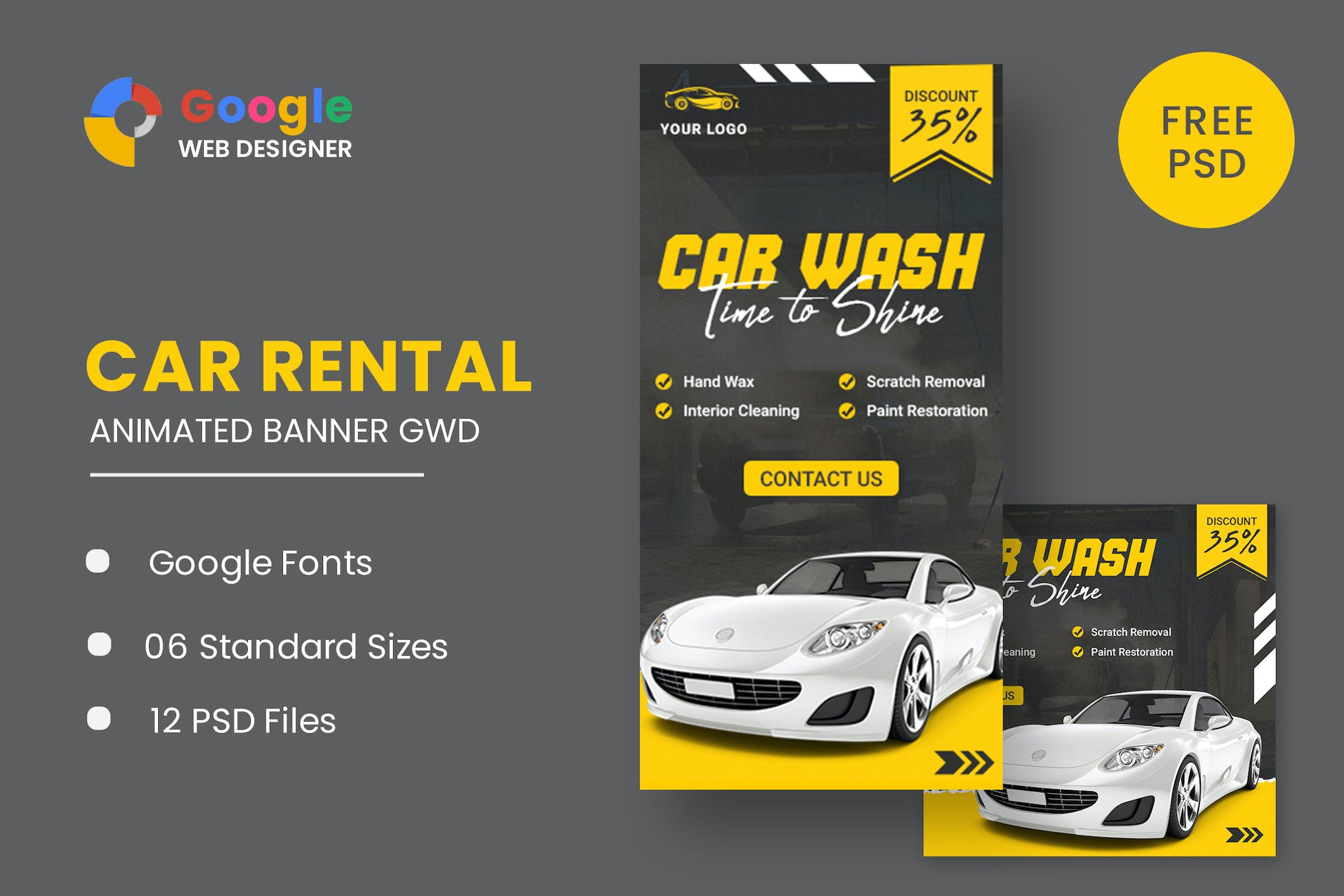 Car Wash HTML5 Banner Ads GWD